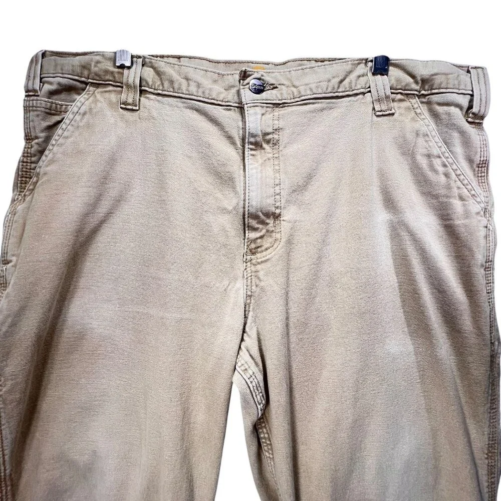 Carhartt Beige Relaxed Fit Canvas Pants Carpenter Cargo Pockets 40x30 RN 14806 - Picture 3 of 16